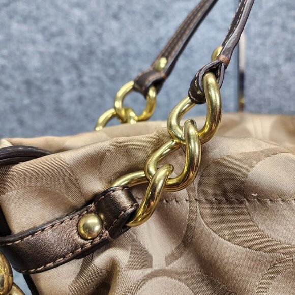 Coach Brooke F17183 Brown Sateen Signature Shoulder Bag Chain Straps F17183 - Picture 4 of 16